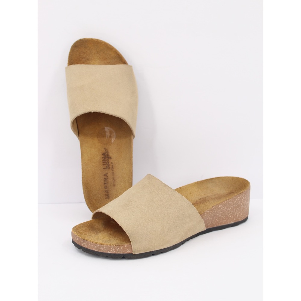 Marina Luna Suede Wedge Slide Sandals Made in Italy Womens 7